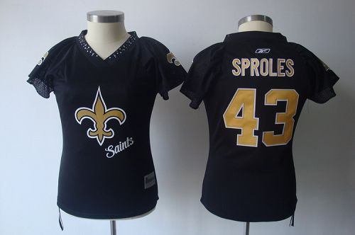 Saints #43 Darren Sproles Black 2011 Women's Field Flirt Stitched NFL Jersey